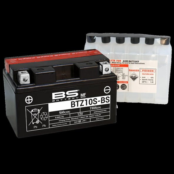 Bs Btz10s-Bs 2004-2007 Honda CBR 1000 RR Uyumlu Akü Sulu Akü - 5