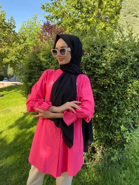 Siyane Scarf Kendinden Kırışık Kumaş Tek Renk Jazz Şal 00516 SİYAH - 2