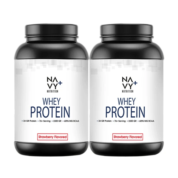 Navy Plus 2 Adet 2300 GR Whey Protein Tozu Çilek Aromalı