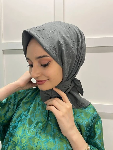 Loryan Scarf Kare Bambu Kraş Viva Eşarp 00832  KOYU FÜME - 3
