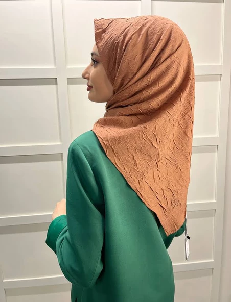 Loryan Scarf Kare Bambu Kraş Viva Eşarp 00832  SOĞAN - Resim 3