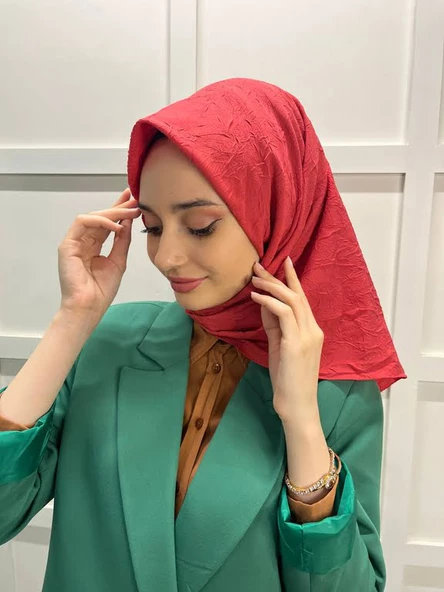 Loryan Scarf Kare Bambu Kraş Viva Eşarp 00832  NAR ÇİÇEĞİ