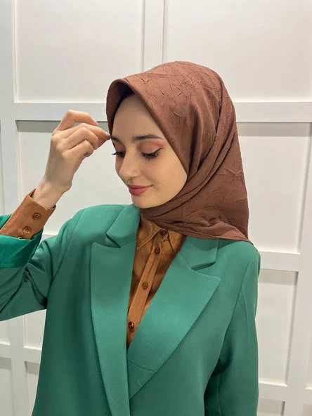Loryan Scarf Kare Bambu Kraş Viva Eşarp 00832  AÇIK KAHVE