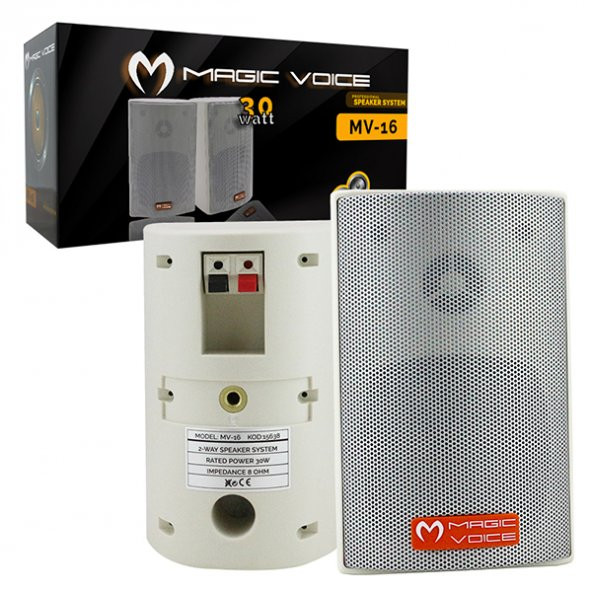 Magicvoice Mv-16 Trafosuz Sütun Hoparlör 2 Li Takım Beyaz 30 Watt Duvar Tipi Kolon Tipi