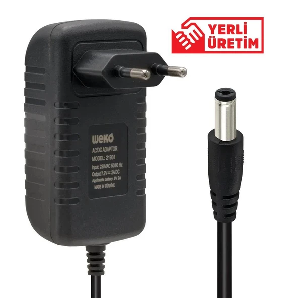 Ayt 7.2 Volt 2 Amper 5.5 2.5 Uçlu Ledli Yerli Üretim Adaptör Şarj Cihazı Aleti - Resim 4