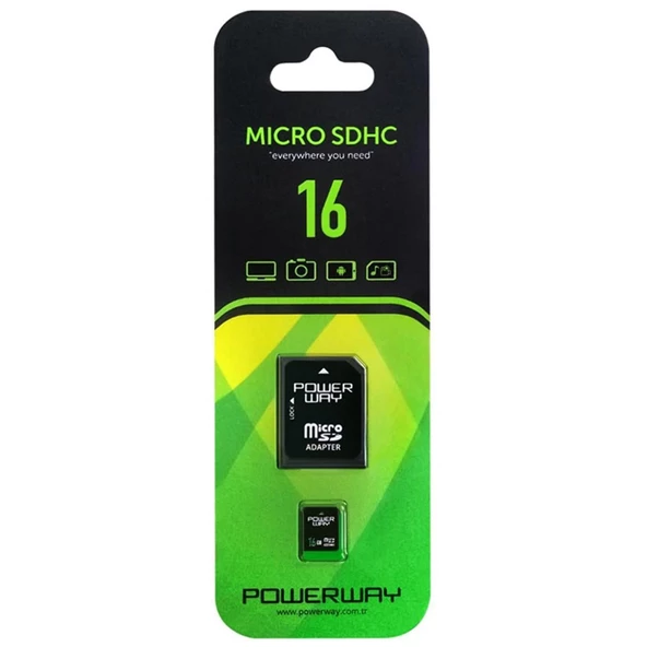 Powerway 16 Gb Micro Sd Hafıza Kartı Cep Telefonu Fotoğraf Makinası Vb. Uyumlu