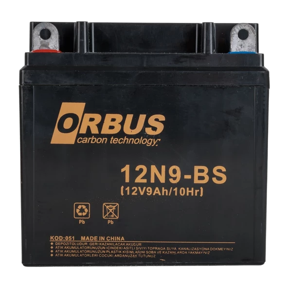 Orbus 12n9-Bs 12 V 9 Ah Asit İçinde Karbon Motosiklet Aküsü - 2