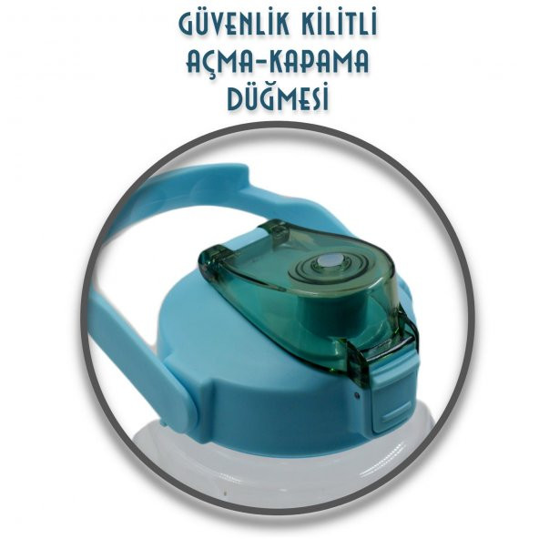 BottleBoss Taşıma Askılı Pipetli Şeffaf Matara 1200 Ml Sticker HEDİYELİ Yeşil - 3