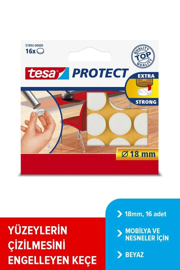 Tesa Protect Çizilmeye Karşı Koruma Sağlayan Yuvarlak Keçe 18 mm 16 Adet Beyaz - 1