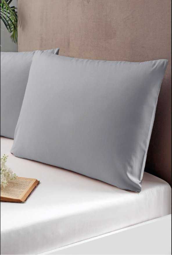 Fermuarlı 2li Gri Yastık Kılıfı 50X70 cm - 3