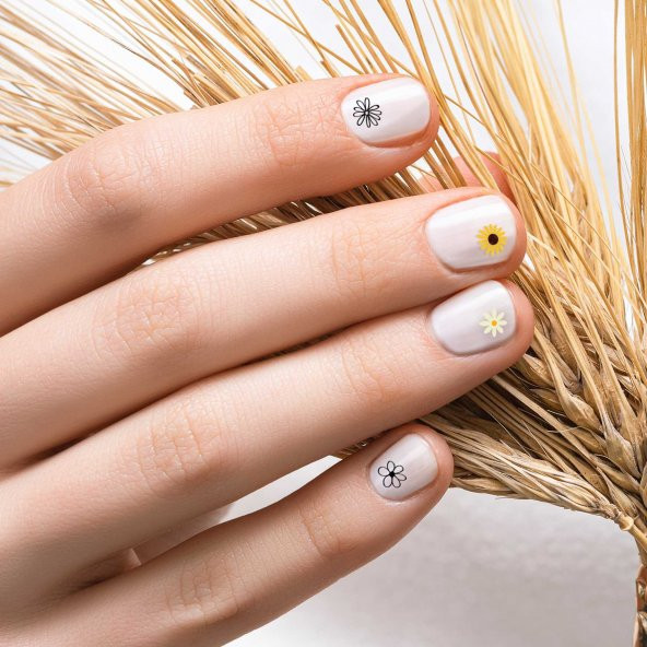 Papatya 50li Tırnak Dövmesi, Tırnak Tattoo, Nail Art, Tırnak Sticker - 1