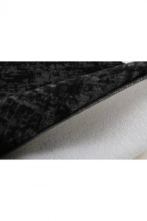 Orkide Home Jel Kaymaz Taban Peluş Siyah Yuvarlak Halı  SİYAH 120 x 120 - 3