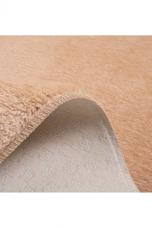 Orkide Home Modern Dekoratif Halı Jel Kaymaz Taban Peluş Puffy Yuvarlak Bej Cappuccino  BEJ 200 x 200 - 3