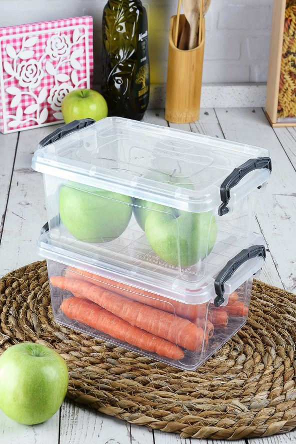 12li Kilit Kapaklı Buzdolabı Organizer Ve Yemek Erzak Saklama Kabı Seti 1.75 Lt - 4