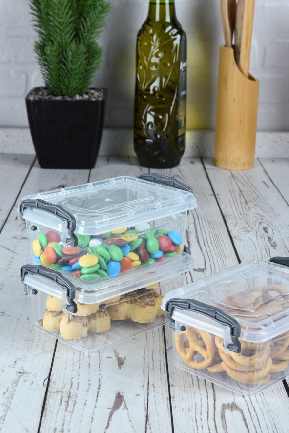 6lı Kilit Kapaklı Buzdolabı Organizer Ve Yemek Erzak Saklama Kabı Seti 0.5 Lt - 2