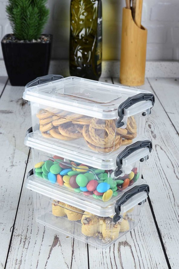 6lı Kilit Kapaklı Buzdolabı Organizer Ve Yemek Erzak Saklama Kabı Seti 0.5 Lt - 5