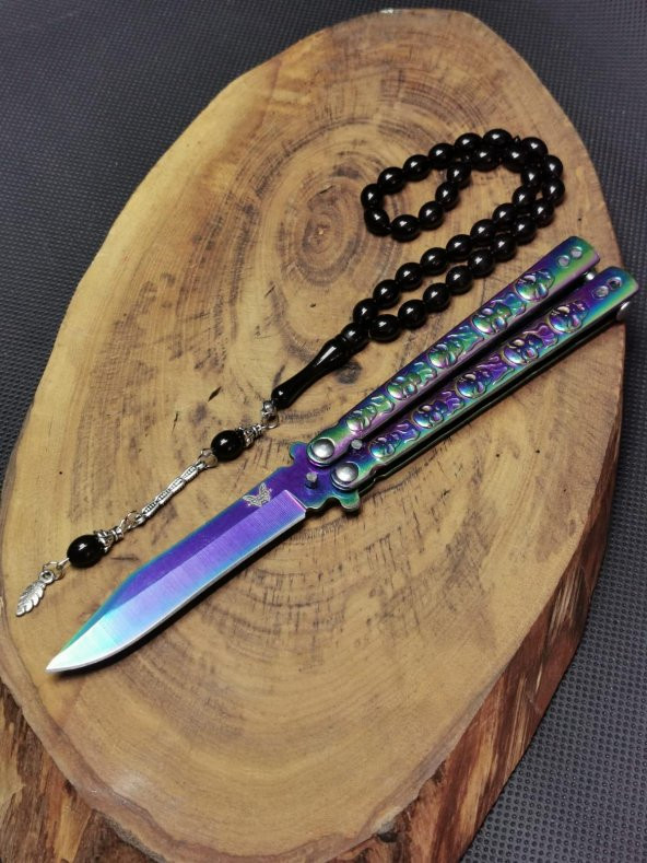 21cm Benchmade Gökkuşağı Kelebek ve Tesbih