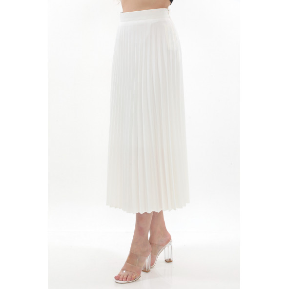 SORALLİNE KADIN PLİSOLEY ETEK 781 KIRIK BEYAZ - 2