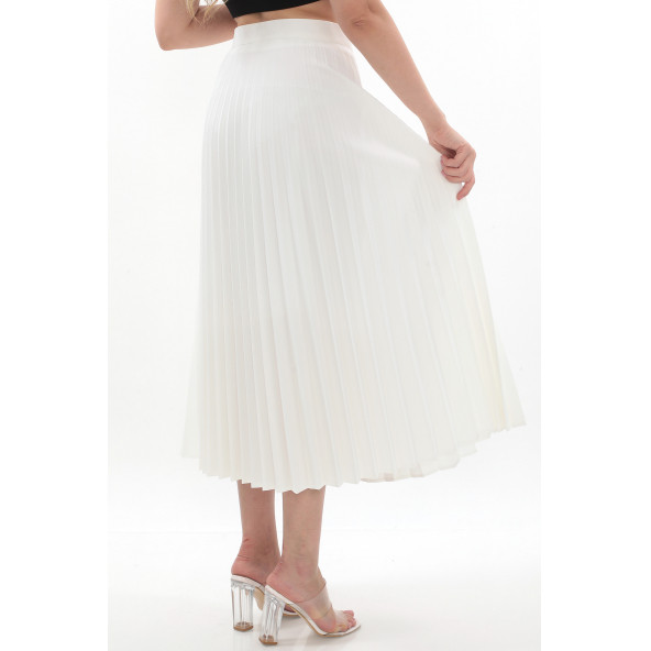 SORALLİNE KADIN PLİSOLEY ETEK 781 KIRIK BEYAZ - 3