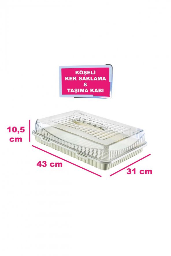 Kapaklı Kek Börek Saklama Taşıma ve Sunum Kabı 43 cm - Beyaz - 4