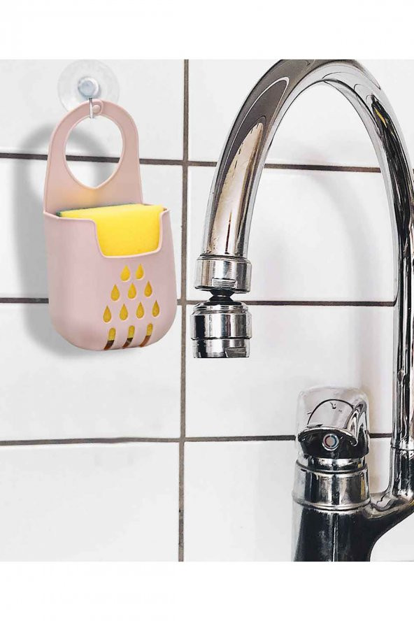 Fonsiyonel Lavabo Bulaşık Süngeri Askısı - Pudra