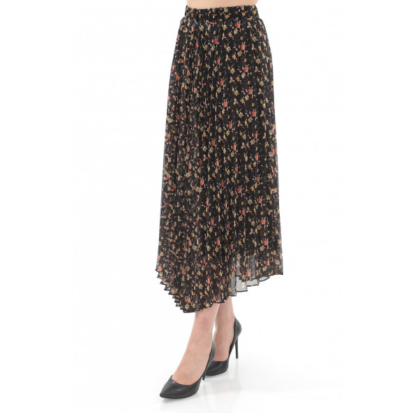 SORALLİNE KADIN PLİSOLEY ETEK 786 ŞİFON EMPİRME ÇİÇEKLİ - 2