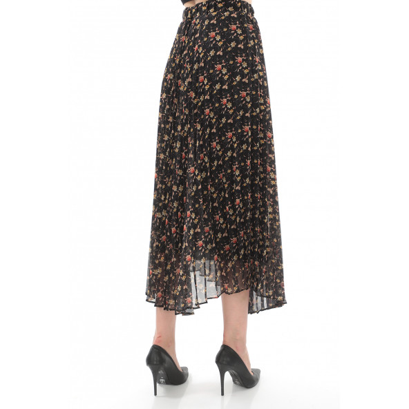 SORALLİNE KADIN PLİSOLEY ETEK 786 ŞİFON EMPİRME ÇİÇEKLİ - 3