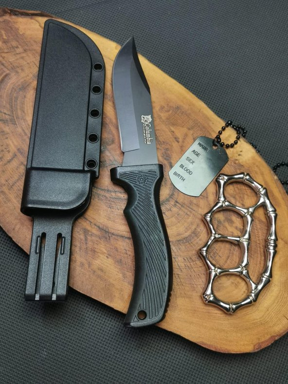 23 cm Sert Kılıflı Avcı Bıçağı,Kemik PUNCH MUSTA ve Kolye