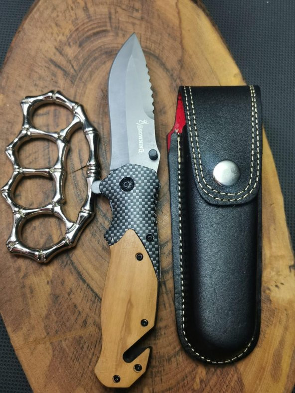 İsme Özel 21 cm Browning Çakı,Kemik Musta PUNCH ve Kılıf