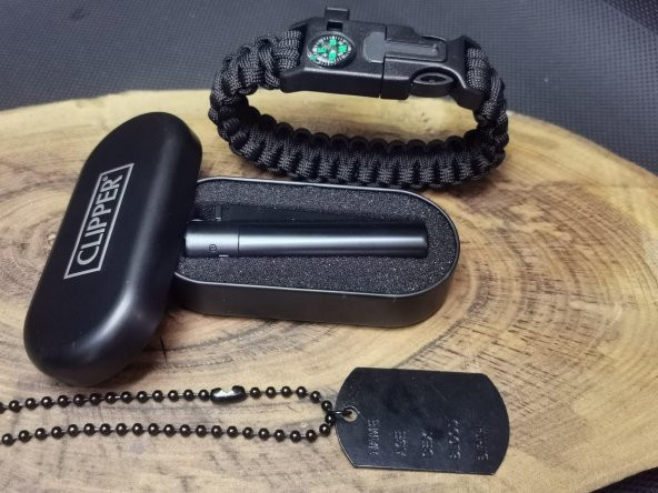 Clipper Çakmak Pusula Bileklik Seti
