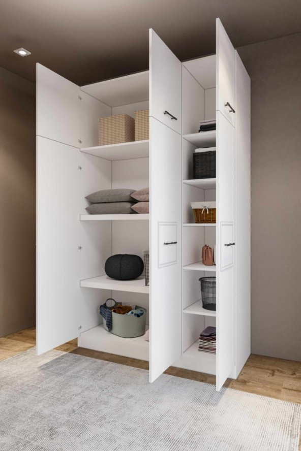 Merlin Mobilya ZARİF 6 Kapaklı 10 Bölmeli Çok Amaçlı Beyaz Dolap - 2