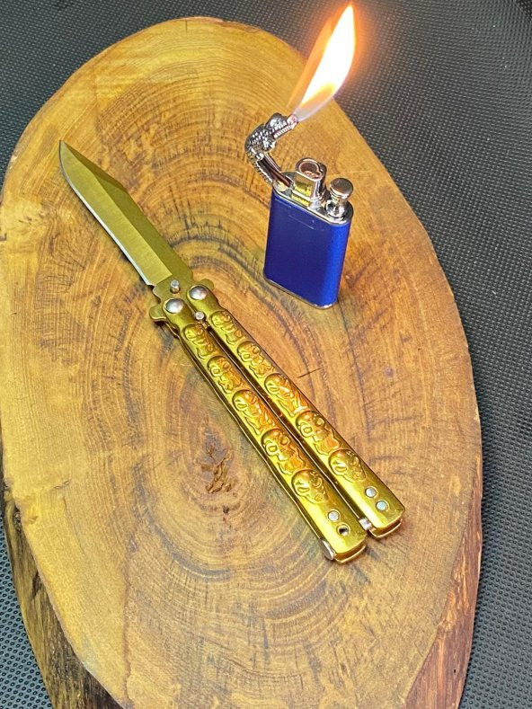 21 cm Gold Kelebek ve Ejder Çakmak Seti
