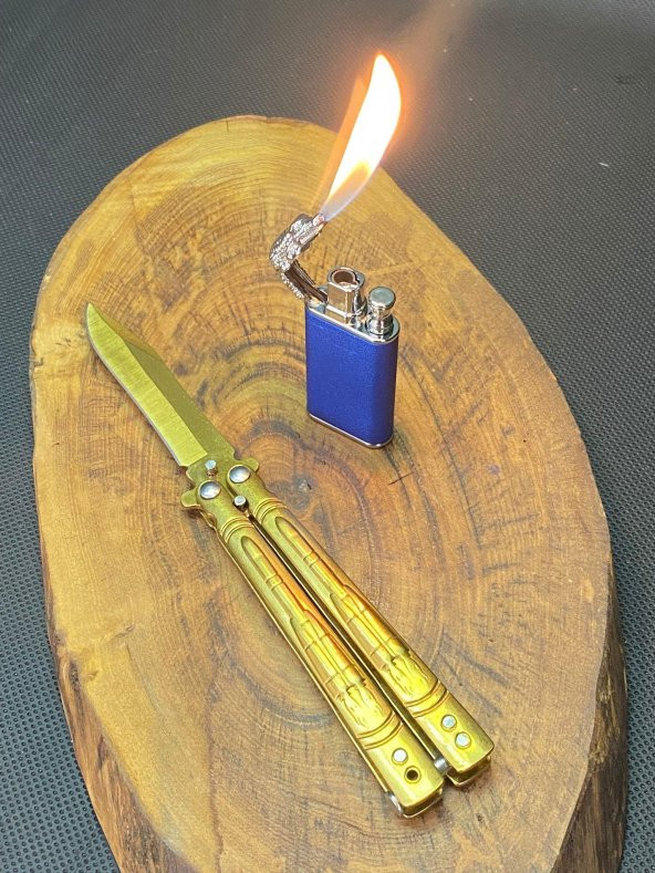 21 cm Gold Kelebek + Ejderha Çakmak Seti