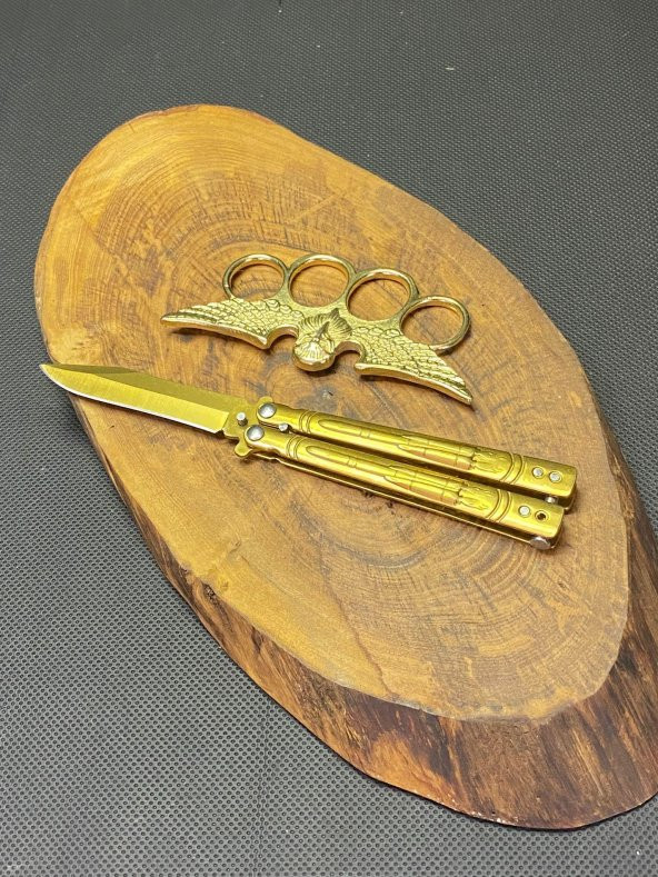 21 cm Gold Kelebek + Gold Baykuş Musta Seti