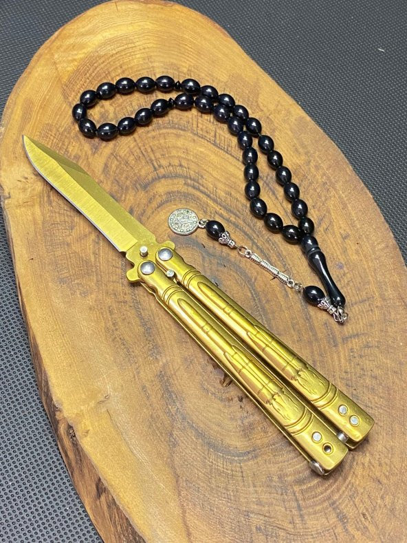 21 cm Gold Kelebek + Tesbih Seti