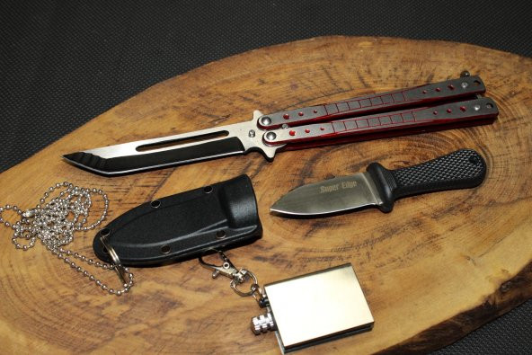 Kamp Outdoor Kelebek Paslanmaz 3lü Çelik Çakı Set
