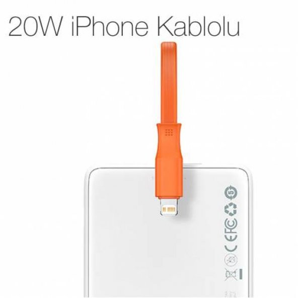BASEUS Lightning Kablolu Dijital Göstergeli 20W 10000mAh Powerbank Taşınabilir Şarj Aleti - 3