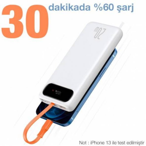BASEUS Lightning Kablolu Dijital Göstergeli 20W 10000mAh Powerbank Taşınabilir Şarj Aleti - 4