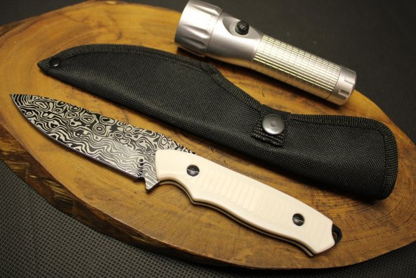 23 cm Çelik Karbon Saplı Kılıflı Avcı Askeri Personel Bıçağı