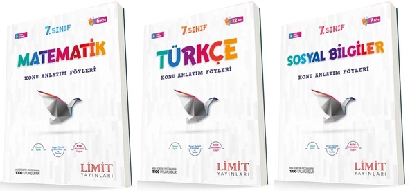 Limit 7. Sınıf Matematik + Türkçe + Sosyal Konu Föyleri Seti 3 Kitap 2023