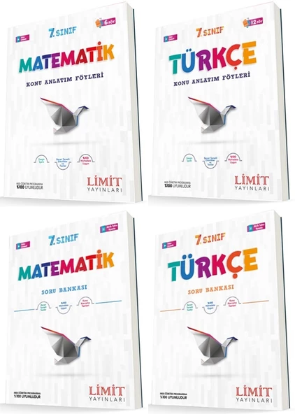 Limit 7. Sınıf Matematik + Türkçe Konu Föyleri + Soru Seti 4 Kitap 2023