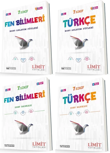 Limit 7. Sınıf Fen Bilimleri + Türkçe Konu Föyleri + Soru Seti 4 Kitap 2023