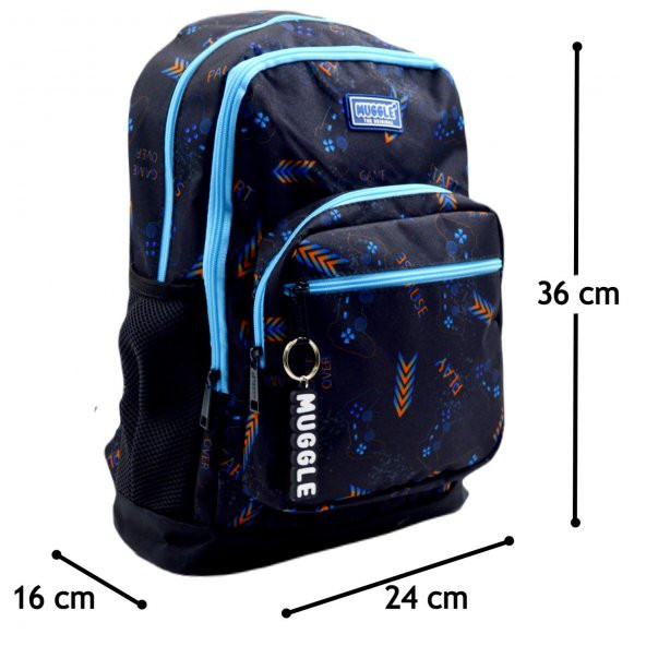 Muggle 4 Bölmeli Ot Game Over Siyah Okul Sırt Çantası (Mu-0389) - Resim 2