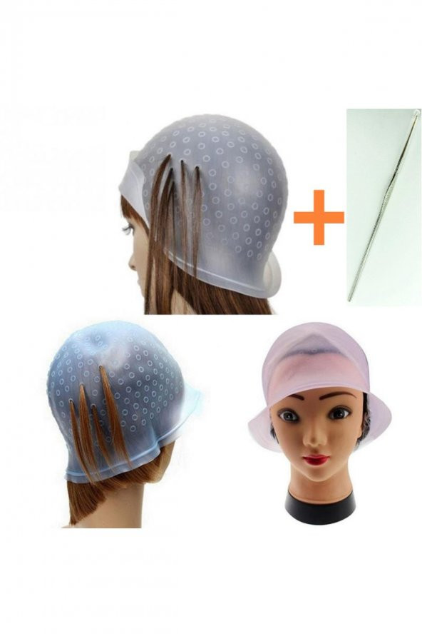 GOLD RÖFLE BONESİ SLİKON SAÇ BONESİ-mavi-pembe-şeffaf - 2