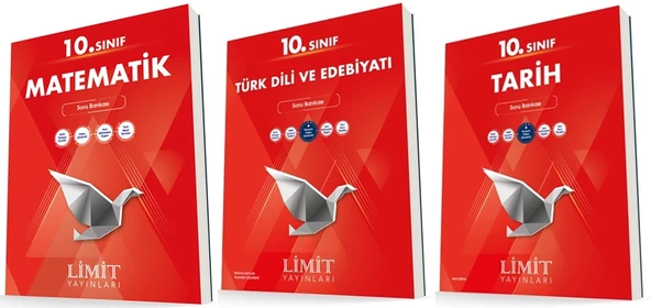 Limit 10. Sınıf Matematik + Edebiyat + Tarih Soru Bankası Seti 3 Kitap 2023