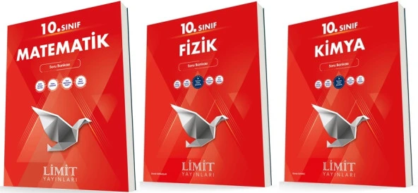 Limit 10. Sınıf Matematik + Fizik + Kimya Soru Bankası Seti 3 Kitap 2023