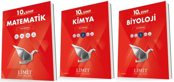 Limit 10. Sınıf Matematik + Kimya + Biyoloji Soru Bankası Seti 3 Kitap 2023
