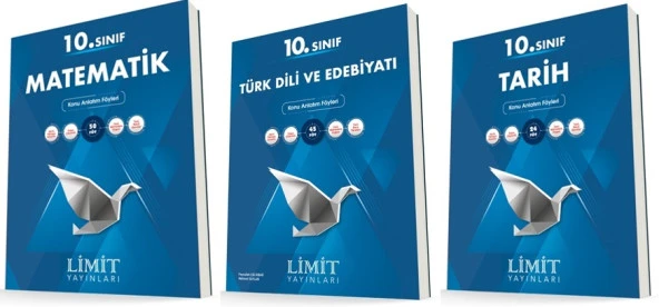 Limit 10. Sınıf Matematik + Edebiyat + Tarih Konu Föyleri Seti 3 Kitap 2023
