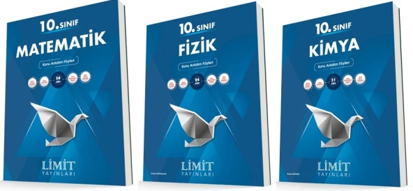 Limit 10. Sınıf Matematik + Fizik + Kimya Konu Föyleri Seti 3 Kitap 2023