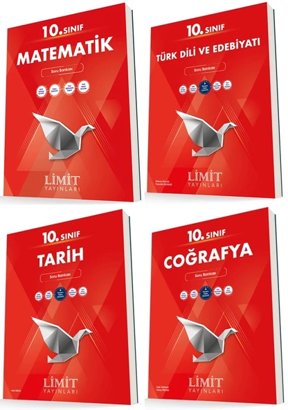 Limit 10. Sınıf Matematik + Edebiyat + Tarih + Coğrafya Soru Bankası Seti 4 Kitap 2023